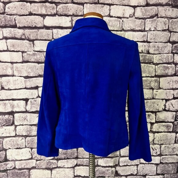 Chico's Blue Suede Like Fabric Long Sleeve Jacket Size M - Picture 4 of 7
